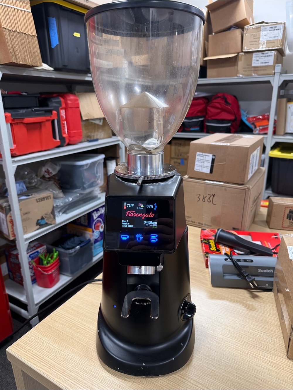 Fiorenzato F83e Black Commercial Espresso Grinder with Large Hopper